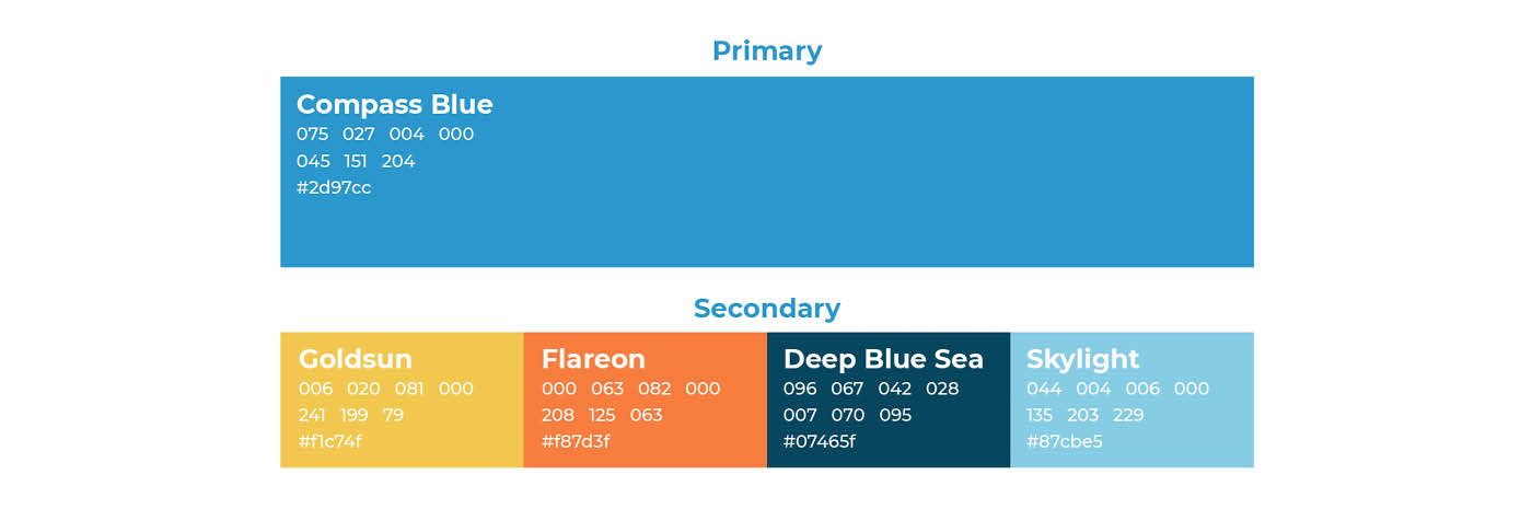 Blue Compass' brand colors.