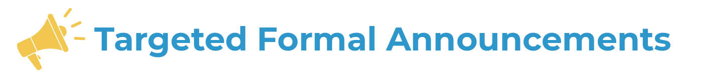 megaphone icon with words targeted formal announcements