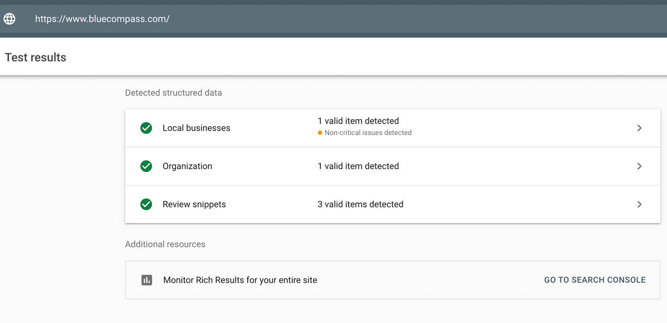 rich results testing tool