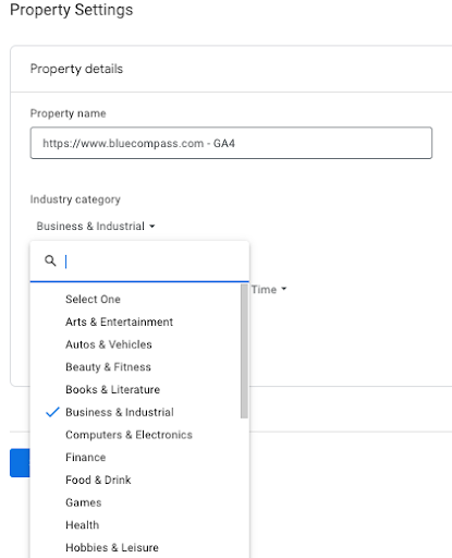 Screenshot of property settings in GA4. Screenshot of property settings in GA4.